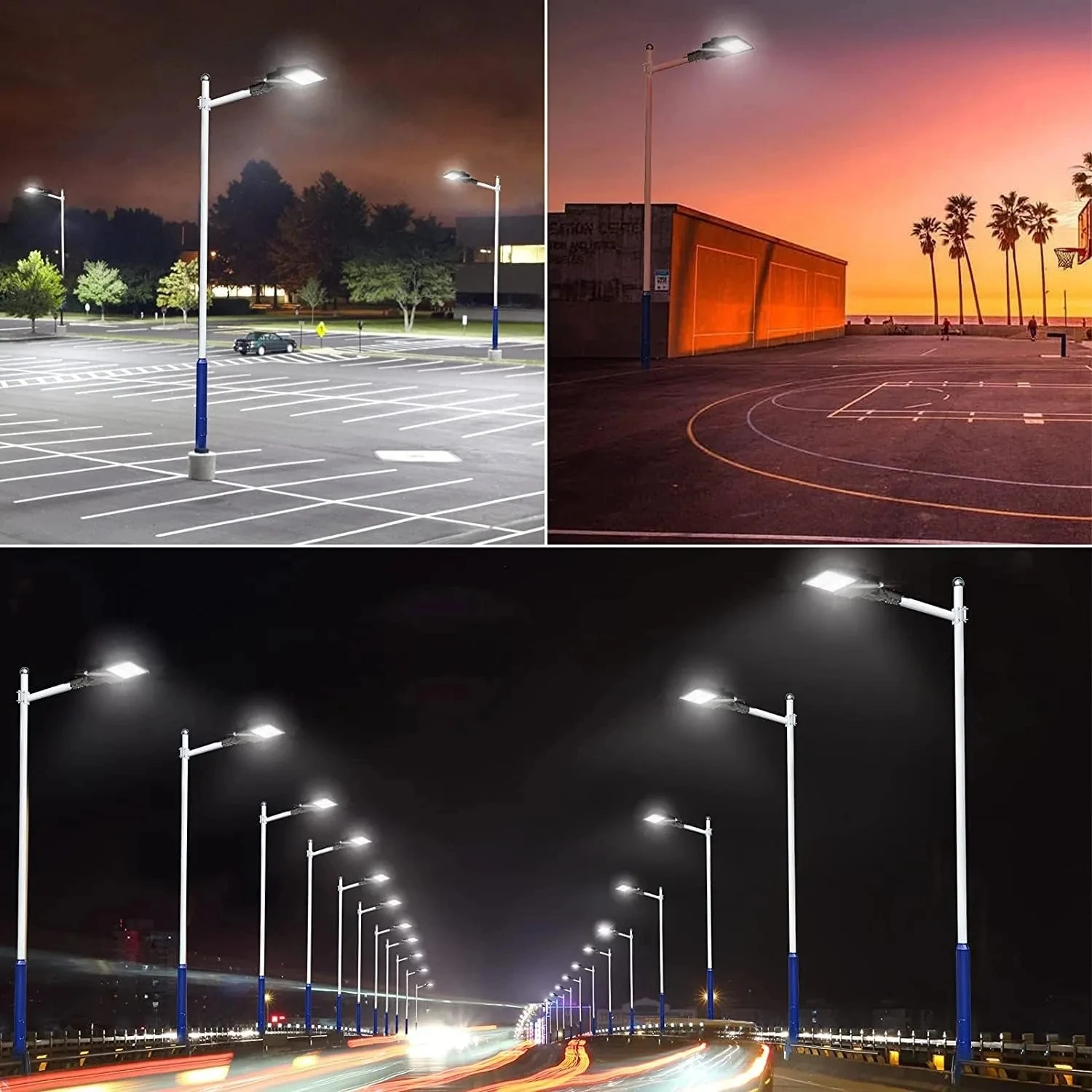 JJC LED Street Lights 50W LED Parking Lot Light 18500LM 125LM/W LED Street Lighting with Dusk to Dawn Photocell Sensor 5000K
