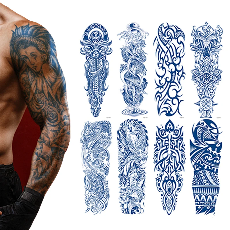 Wholesale Professional Semi Permanent Full Arm Tattoo Sleeve Body Tattoo Stickers Temporary Last 15 Days Waterproof Non-toxic