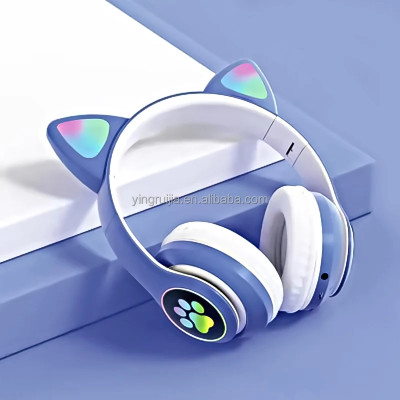 STN-28 Cute Cat Ear Wireless Headphones Stereo Music Gaming Gamer Earphone Handsfree Headset  foldable wireless BT headphone