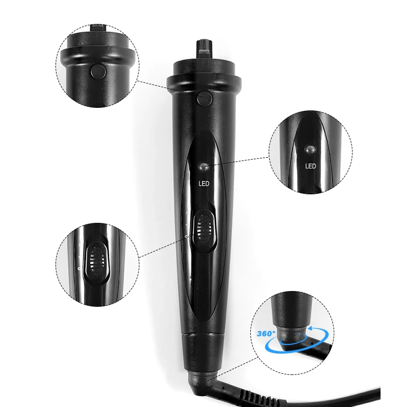 Electric LED Professional Ceramic 5 in 1 Curling Wand Set Wave Curling Iron Hair Curling Iron Interchangeable Hair Curler