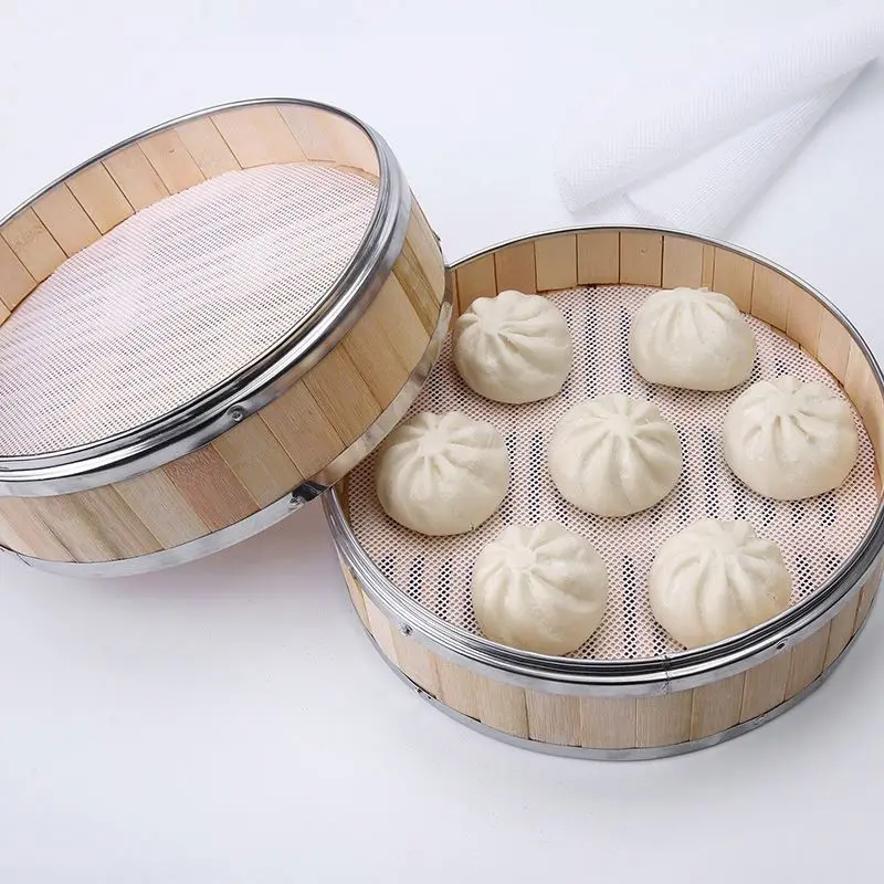 1 Pcs Bamboo Basket Steamer Round Non Stick Dim Sum Paper Restaurant Kitchen Under Steam Mat Kitchen Tools Cooking Accessories