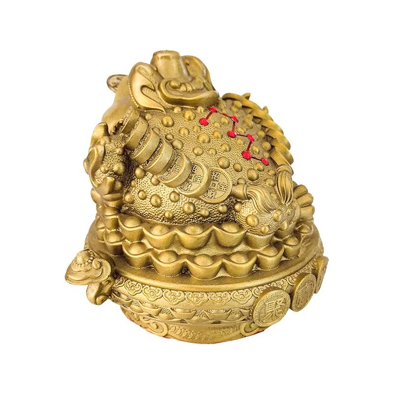 Factory Chinese traditional golden toad brass frog ornaments metal toad statue