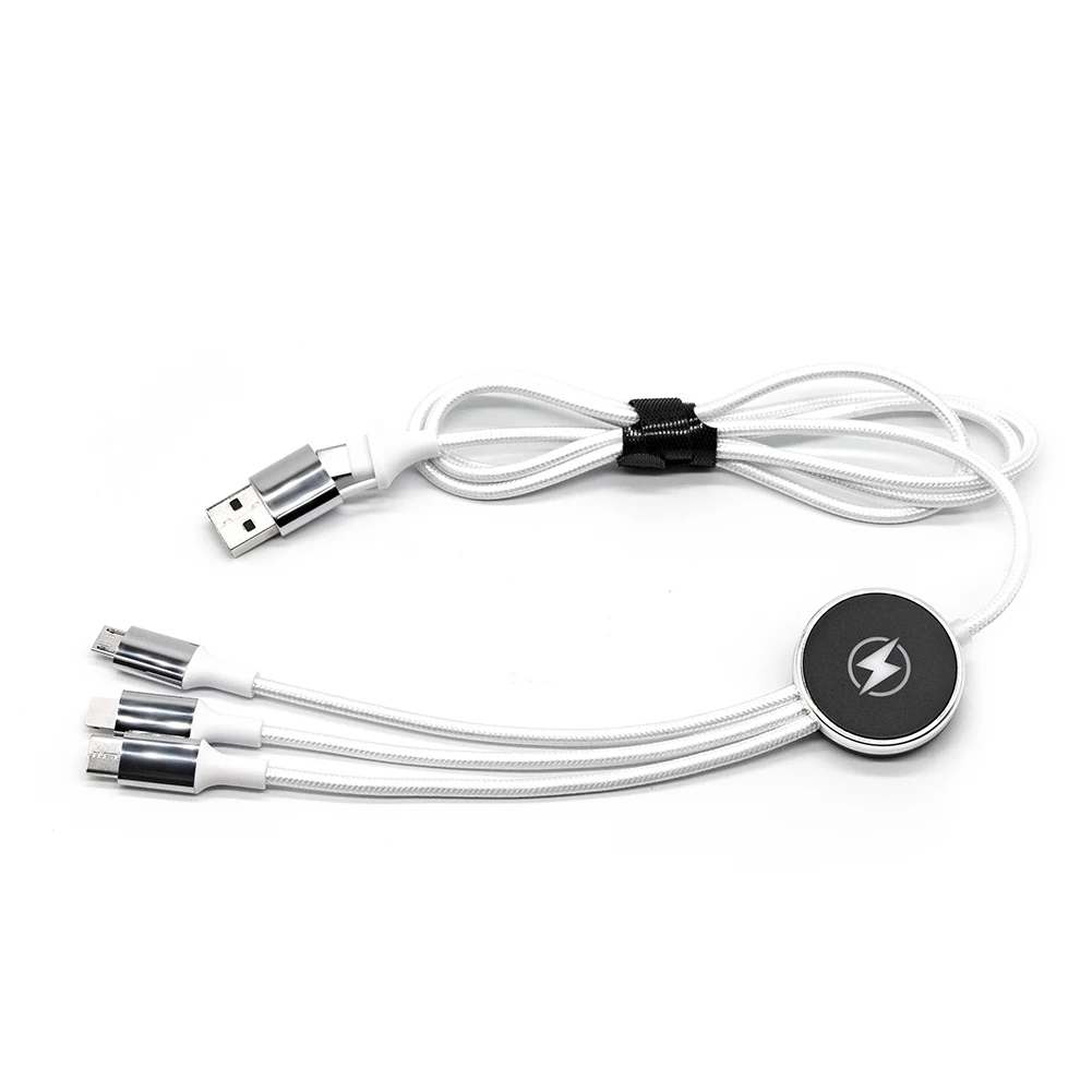 New idea Business Promotional Gift Custom Luminous LED Logo With Multiple Ports USB Charging Cable For All Phones