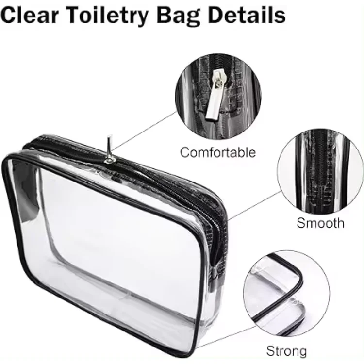 Transparent Skincare Storage Waterproof Pvc 0.3 Mm Business Travel Toiletries Gift Makeup Bag