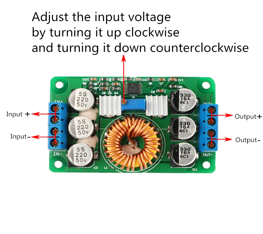 16-40V input 1-12V output DC-DC Step-down module   6A Synchronous rectifying power board
