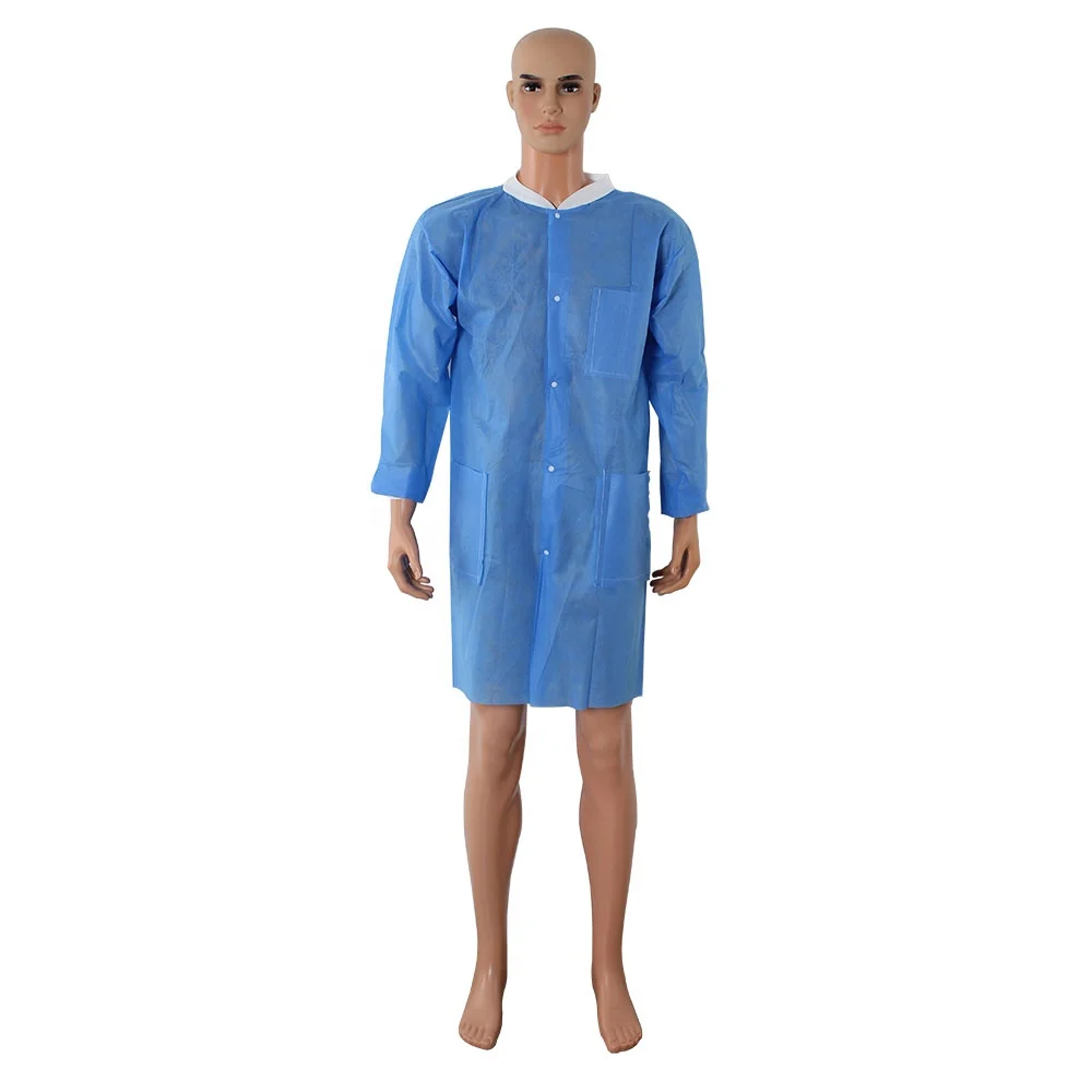 Водонепроницаемая Антистатическая синяя Медицинская медицинская одноразовая лабораторная куртка из Китая