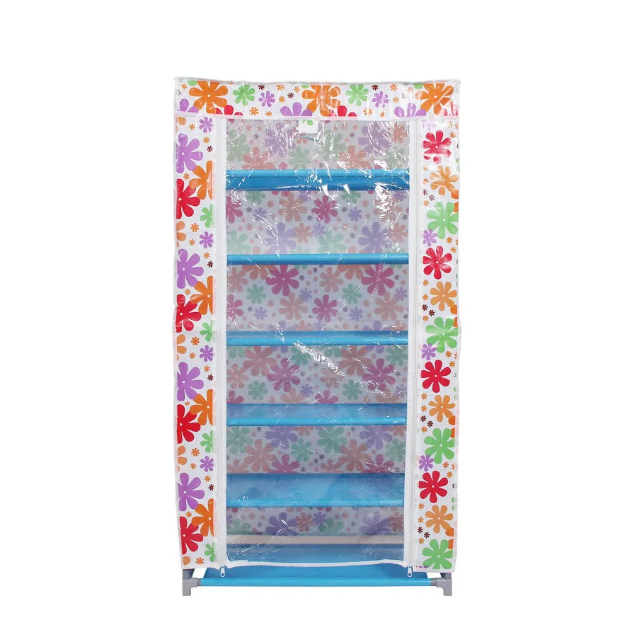 Non Woven Fabric 4 Tiers Cover Steel Lockable Shoe Cabinet Hanging Shoe Rack