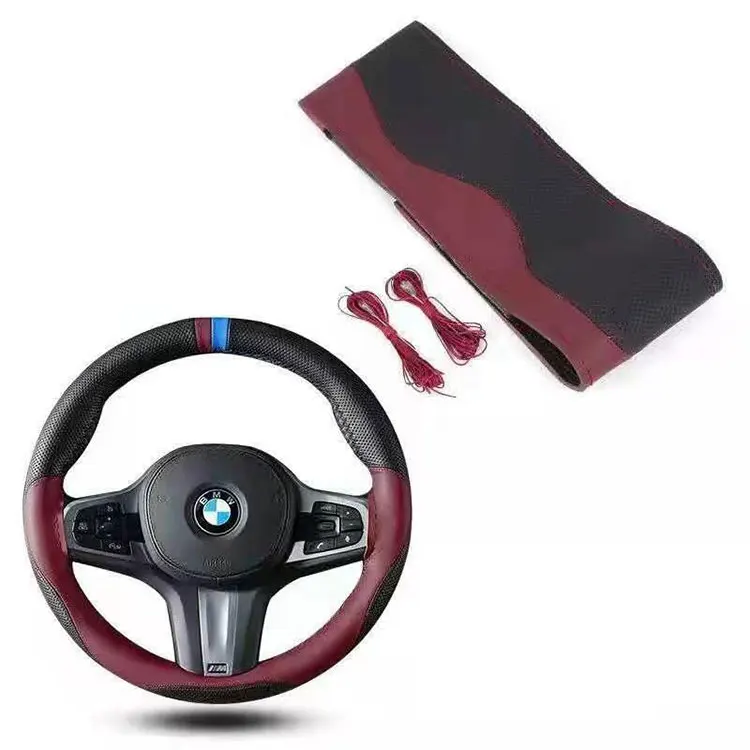 Handmade steering wheel cover in universal leather