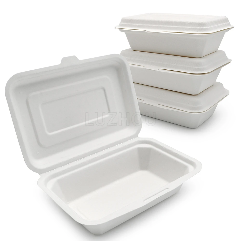LuzhouPack Eco-friendly Lunch Boxes 100% Biodegradable Bagasse Food Container Lunch Boxes For Fast Food