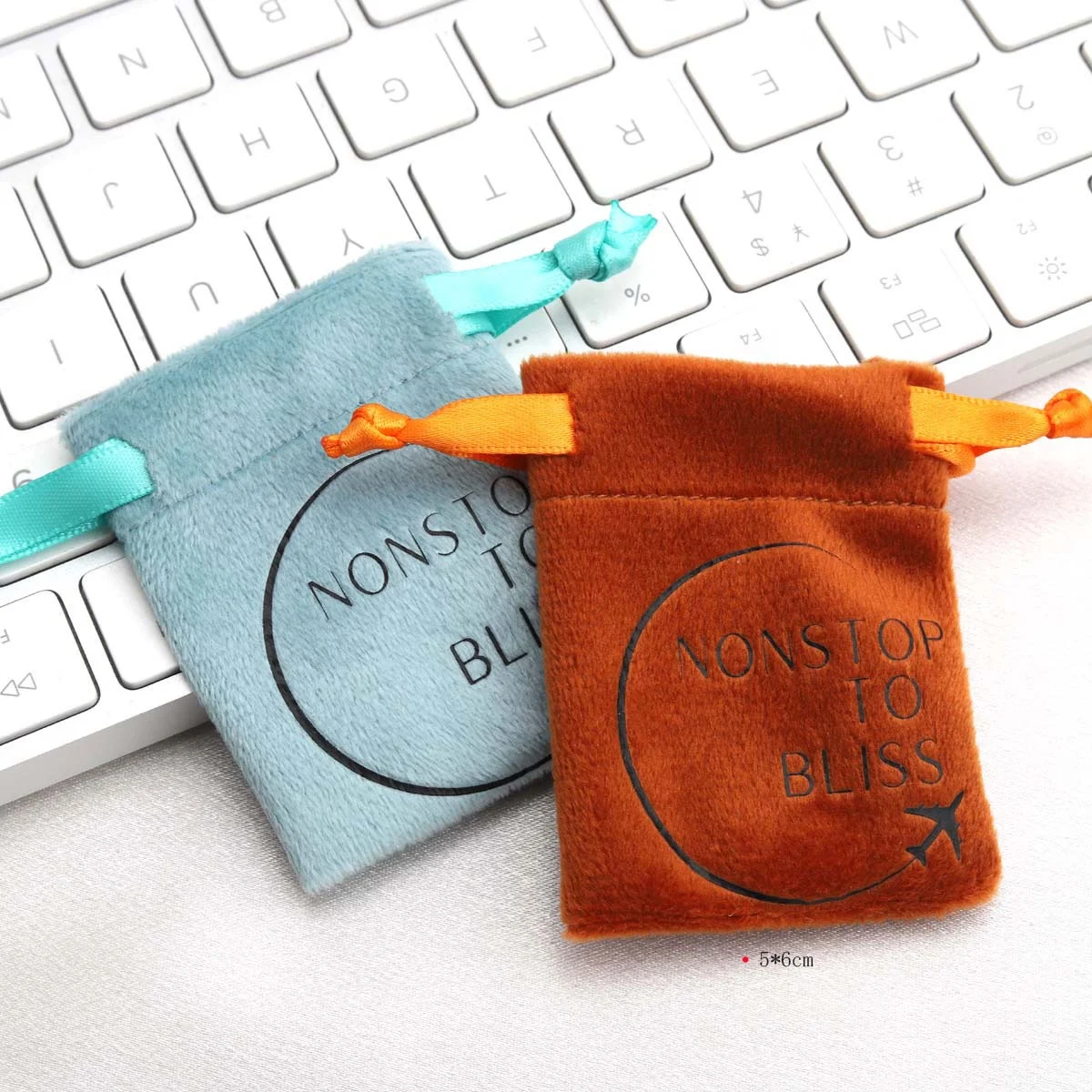 Customized Size Mini Ring Earring Bag Logo Printed Small Velvet Drawstring Packing Pouch For Jewelry