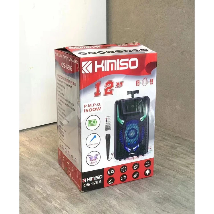 QS-1216 Hot Sale Boombox KIMISO 12inch Speaker Big TWS Rod Speaker With Microphone