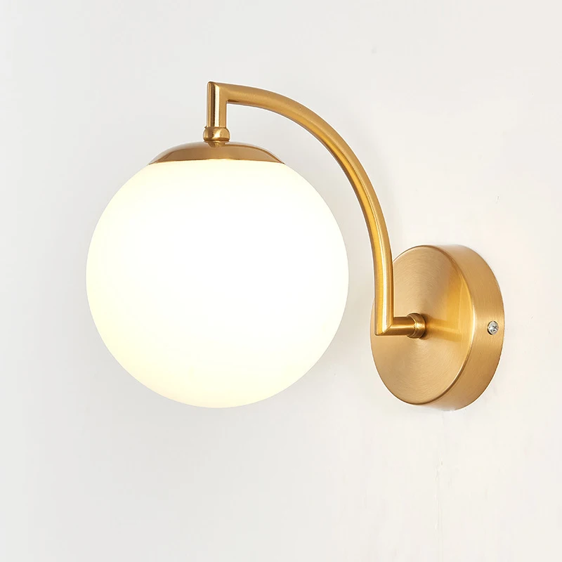 High Quality Indoor Glass Cover Copper Hotel Brass Bedside Light wall sconce For Hotel Bedroom