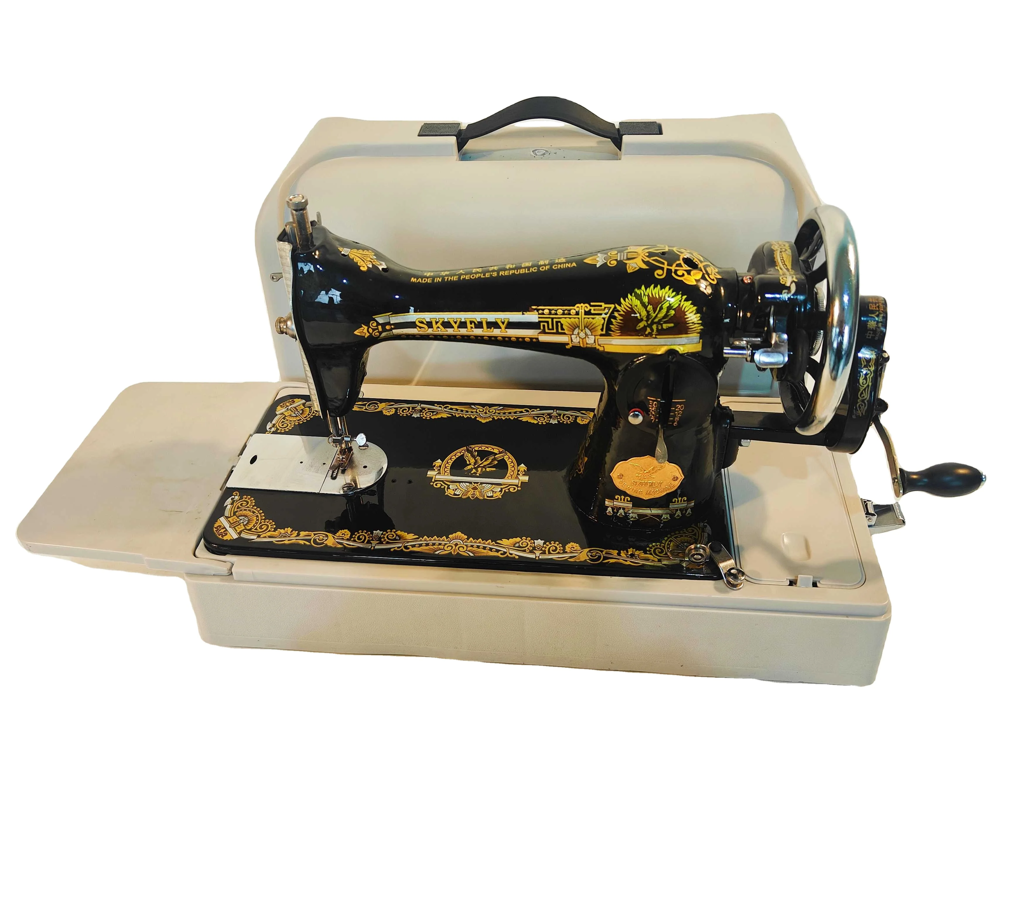 JA2-1 Household old-fashioned embroidery Sewing Machine with Handle and white plastic box/case