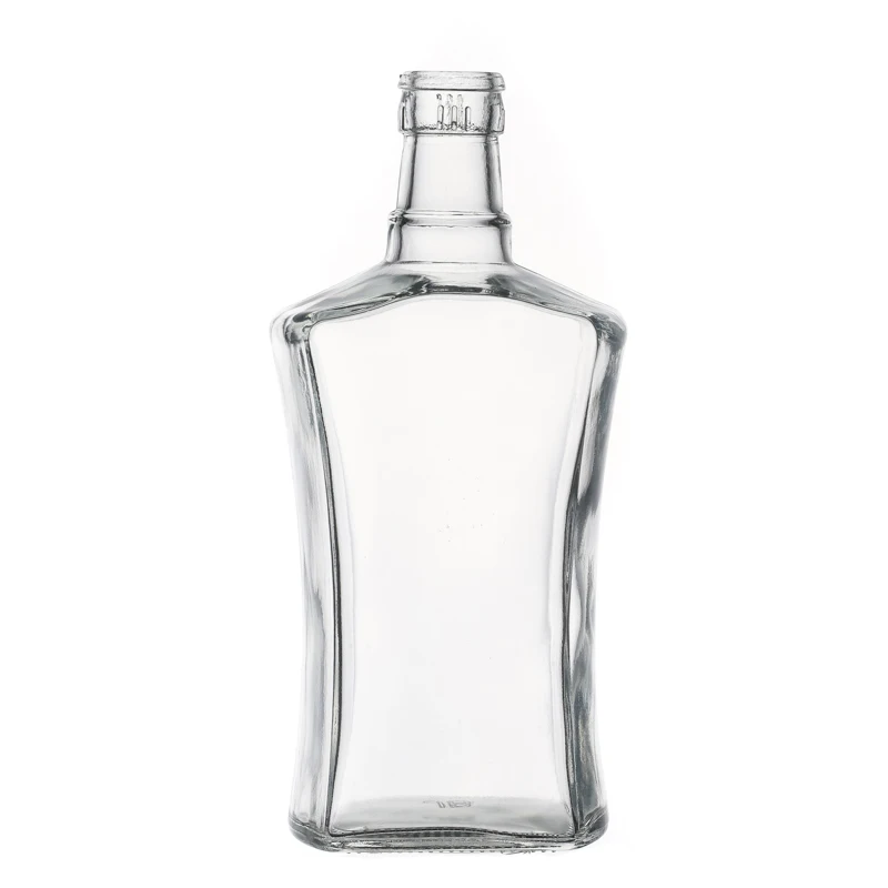 high quality spirit bottle flat shape 500ml flint glass wine bottle for whiskey