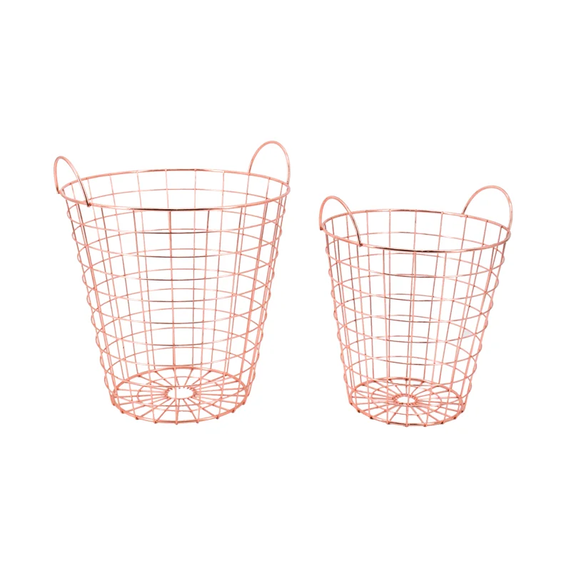 Storage Basket  Rose Gold Nordic Simple Style Metal Modern Home Storage Organization Metal Iron
