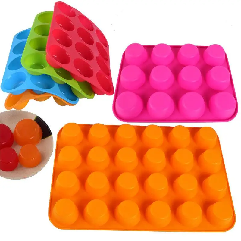 DIY Round Non-Stick Silicone 12 cups 24 cups Baking tray Pastry Custom Heat Resistant Microwave Safe Food Grade Baking mold