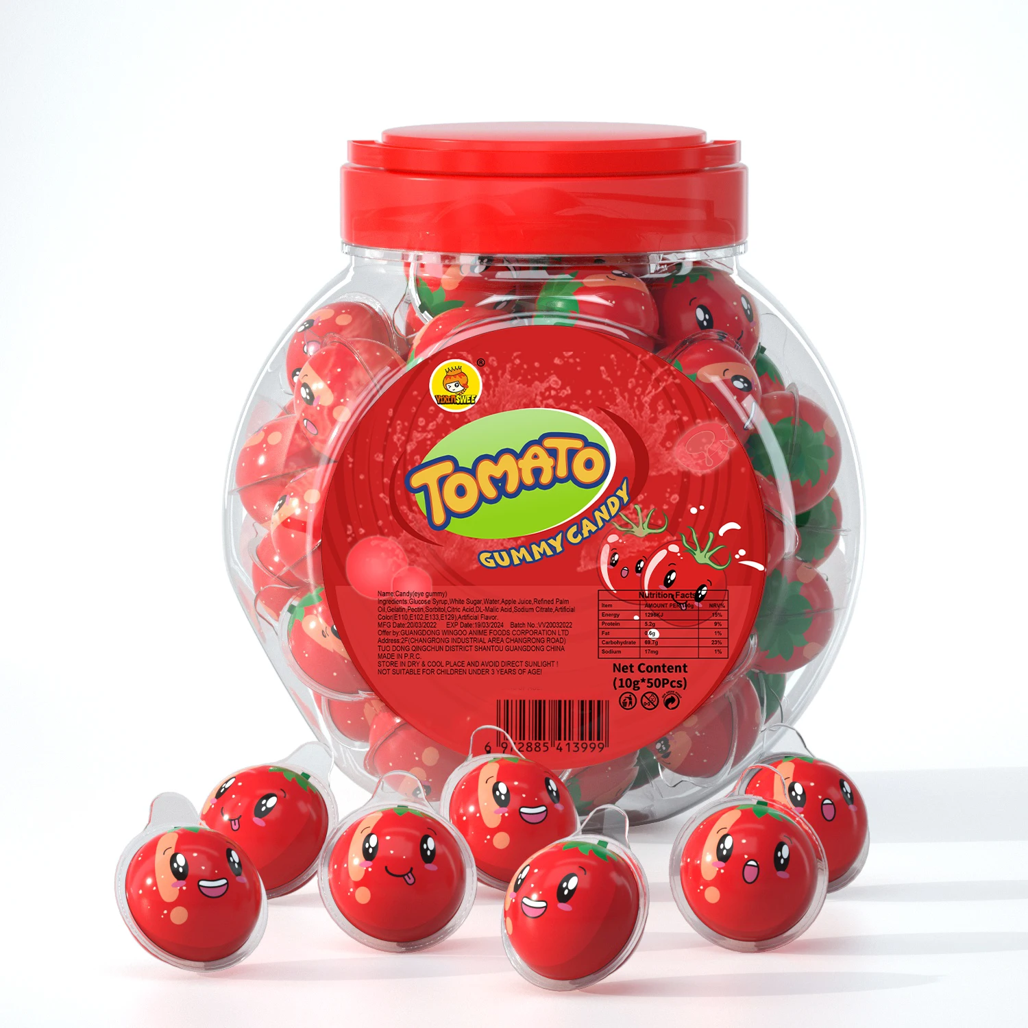 OEM Cute Tomato Shape Ball Chew Jelly Gummy Candy