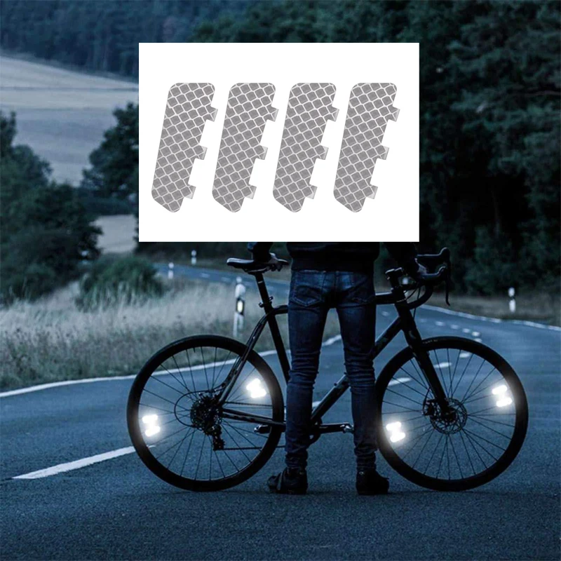 4pcs per set silver white outdoor cycling road safety warning bicycle bike spoke reflector strips self adhesive decals sticker