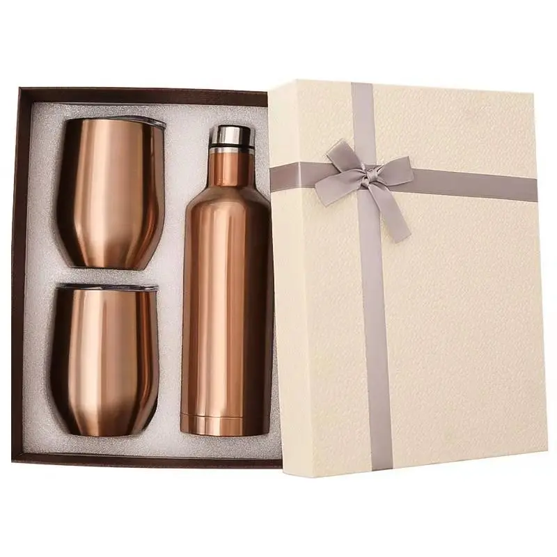 
red wine bottle Gift Package stainless steel flask set double wall insulated water bottles/thermos vacuum flasks & thermoses 