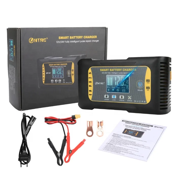  12V/24V 10A 7 этапов автоматической зарядки для литий LiFePO4 AGM гель свинцово-кислотная батарея ремонт зарядное устройство HTRC автомобильного