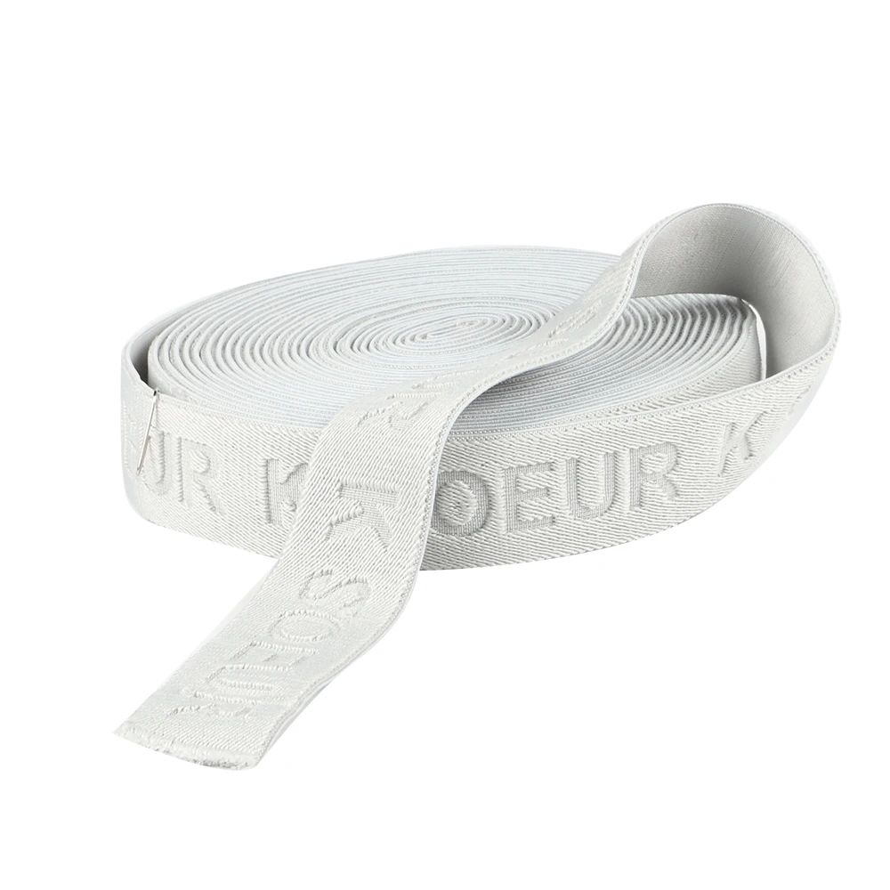 Fashion custom fold over knitted polyester nylon jacquard pattern elastic band stregth webbing strap antislip rubber