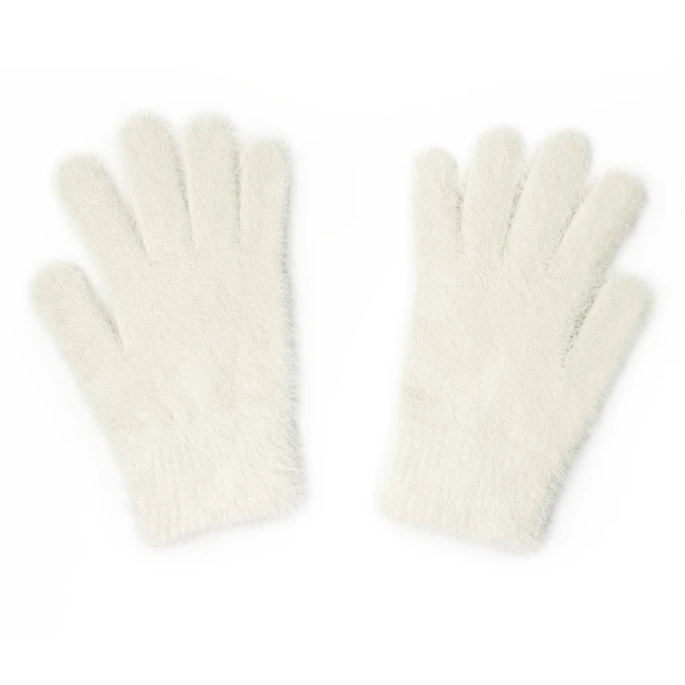 Women Winter Keep Warm Plush Gloves Elasticity Soft Mittens Imitation Mink Fur Knitted Girls Fashion Touch Screen Gloves, white