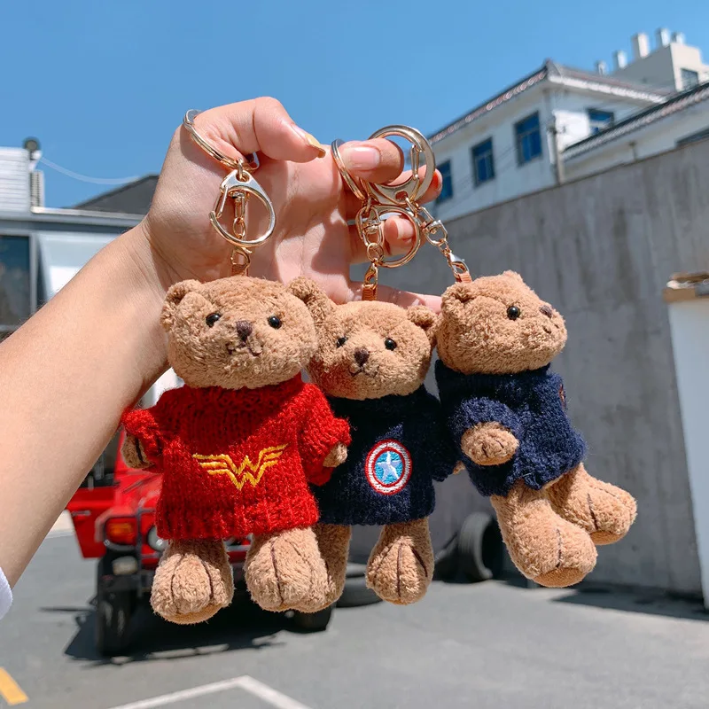 High Quality Customize Teddy Customization Clothes Stuffed Animal Toys 10cm Mini Bear Keychain Plush Toy