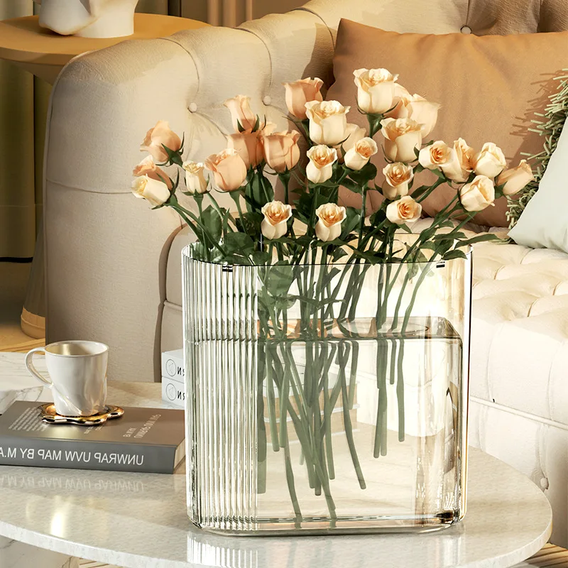 Transparent Large Deep-Water Flower Bucket Thickened High Value Plastic Flower Vase for Home and Shop Arrangements