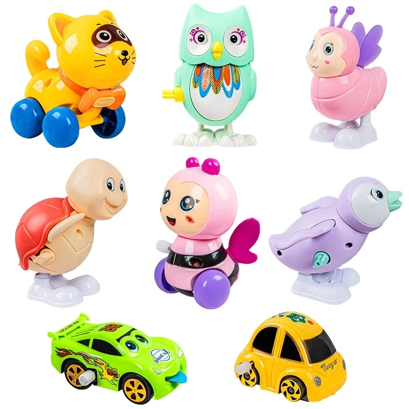 Cartoon little animals kids toys car plastic clockwork set juguetes interesting plastic wind-up toys for kids funny classic toys