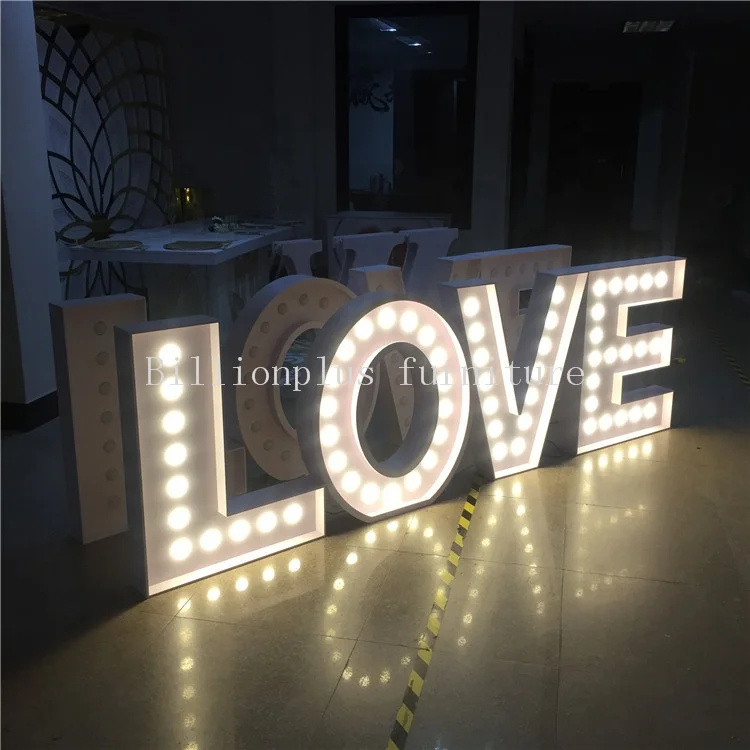 factory custom rechargeable led light marquee signs table love wedding table