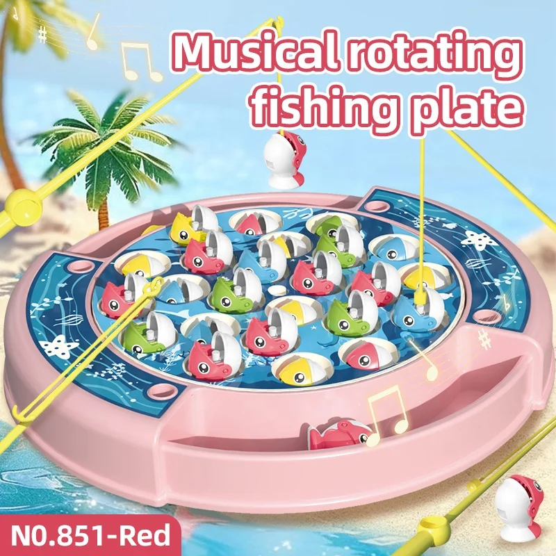 Children Classic Educational Toy Ocean Spin Fishing Game Table Musical Rrotary Fishing Hook Toy Table Machine Electric Toys