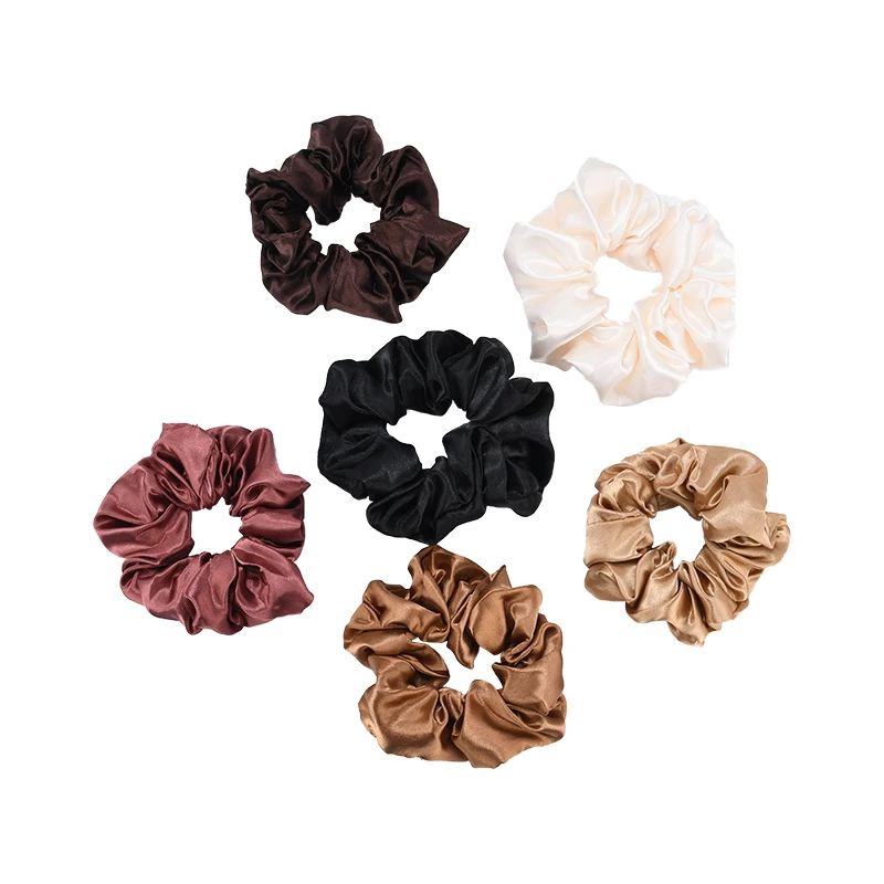 Wholesale Fashion korea High Quality Silk Solid Color Women Accessories Fabric Elastic Hair Bands