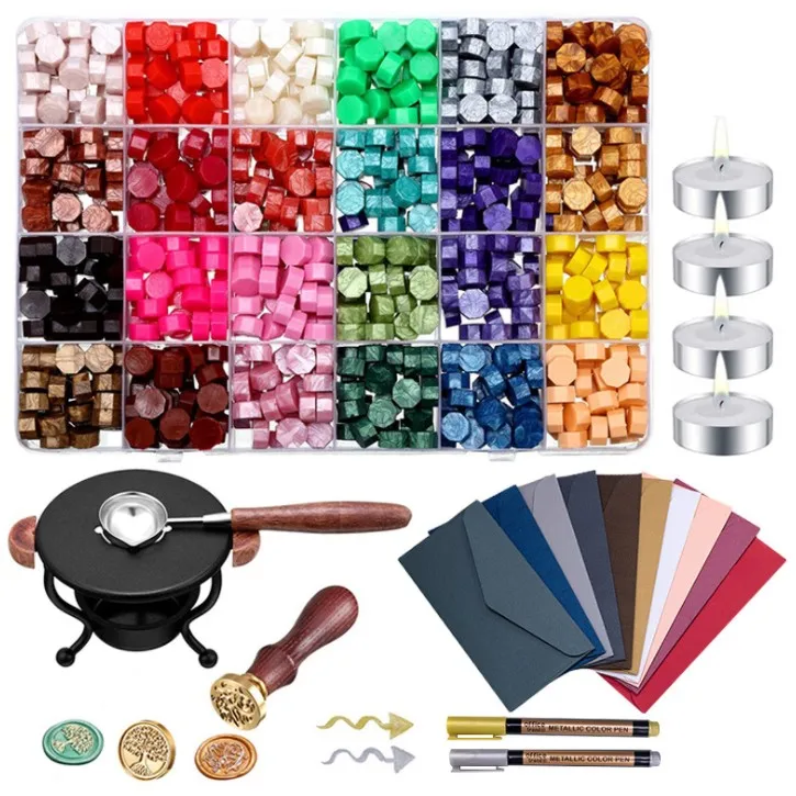Seal Wax Beads 600pcs Box Set  Stamp Wax Sealing Tablets Pills  For Handcrafts Scrapbooking Invitation Gifts