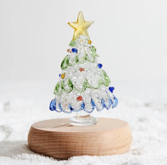 handmade luxury family ornaments artificial white star topper mini glass christmas tree decoration with pendant toy accessories