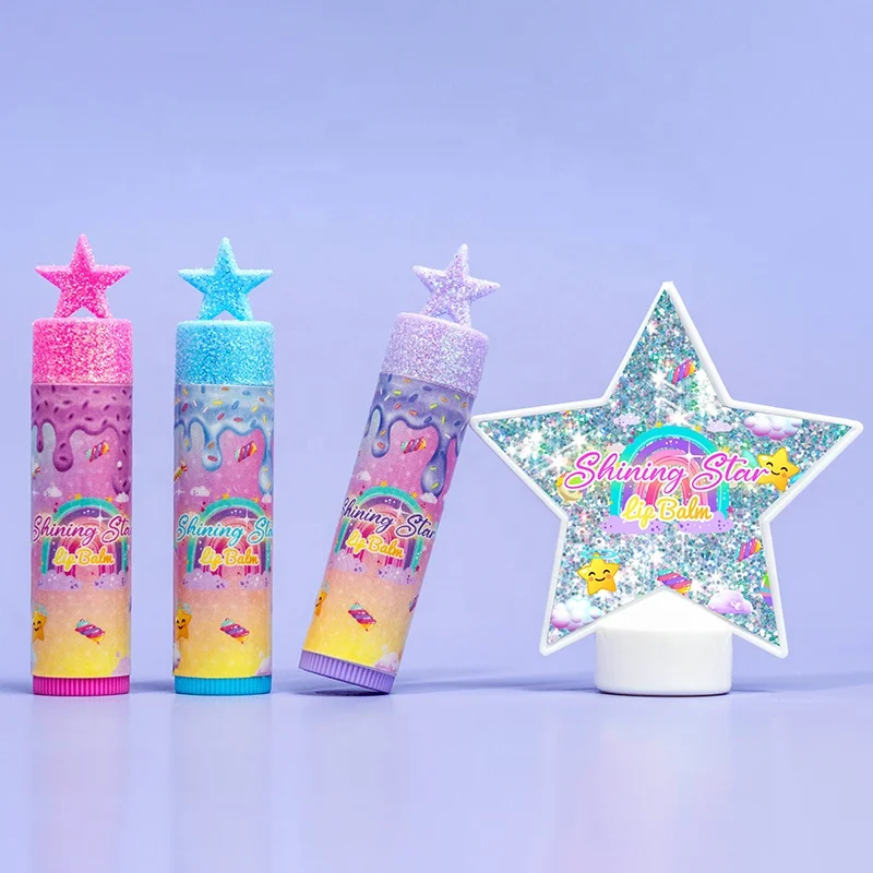 Wholesale Private Label Fruit Lip Balm set shining star lip balm set for kids