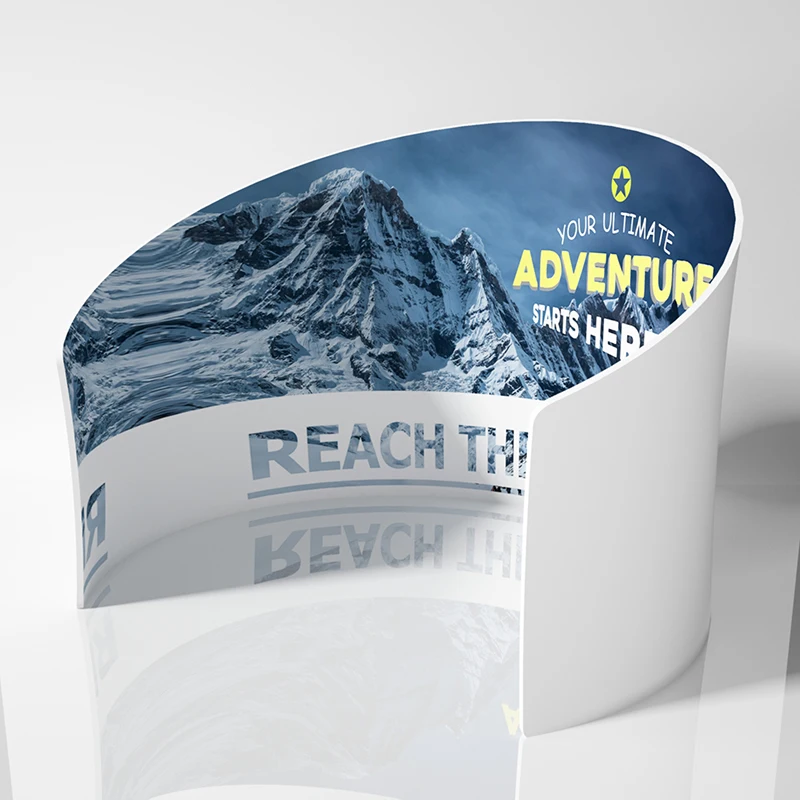 Semi Circle Shape curved fabric exhibition booth fold up stretch green screen backdrops