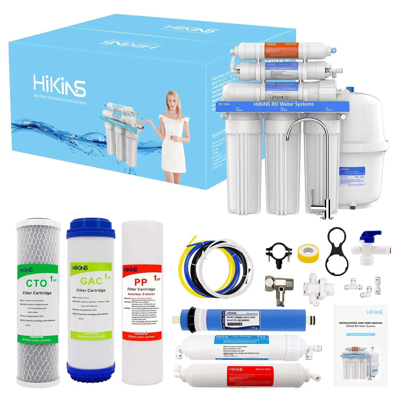 Hikins UV Purification System Ro Filter 7 Stages New Water Filter Purifier Osmosis Inversa Water Filter System