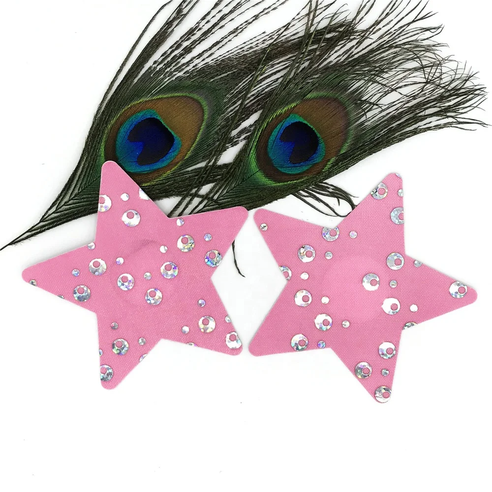 Glitter Pink Butterfly Nipple Cover Custom Sequins Lip Nipple Pasties Sexy Body Sticker Pasties