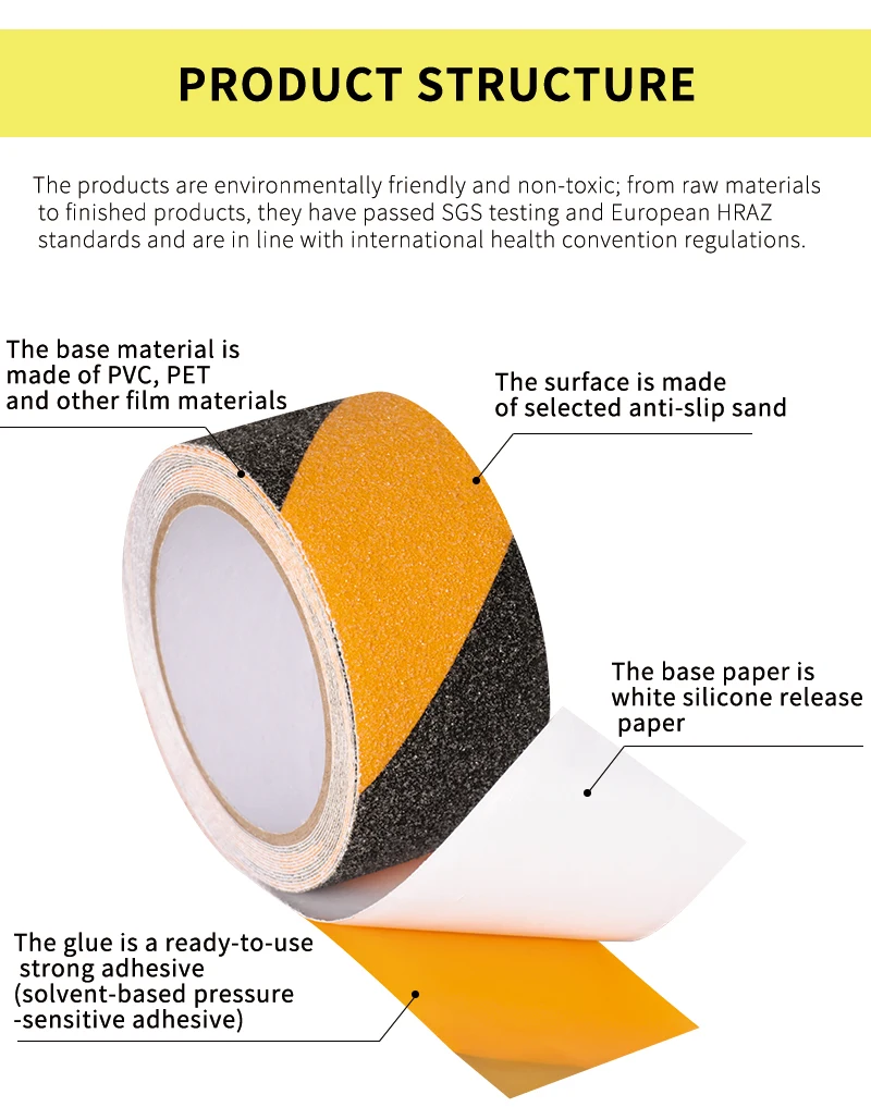 UJANG High Quality Waterproof Weather Resistant Anti slip Grip Stair Floor Adhesive Tape Roll for Safety Walk Anti Slip Tape