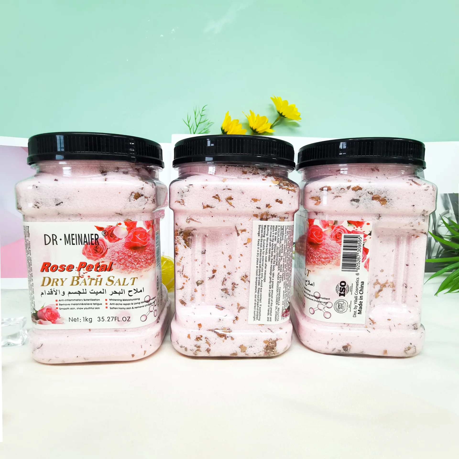 Hot-selling 1kg petal bath salt exfoliating rubbing mud scrub deep cleansing chicken skin brightening scrub bath salt