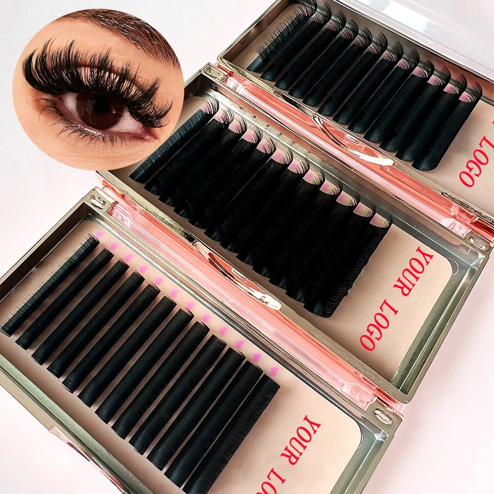 wholesale lash tech supplies individual eyelash extension trays best quality dark and fluffy russian matte black lash trays