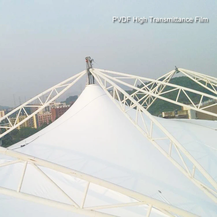 Eco-friendly building materials pvdf membranes space truss space frame steel stadium tensile fabric roof truss
