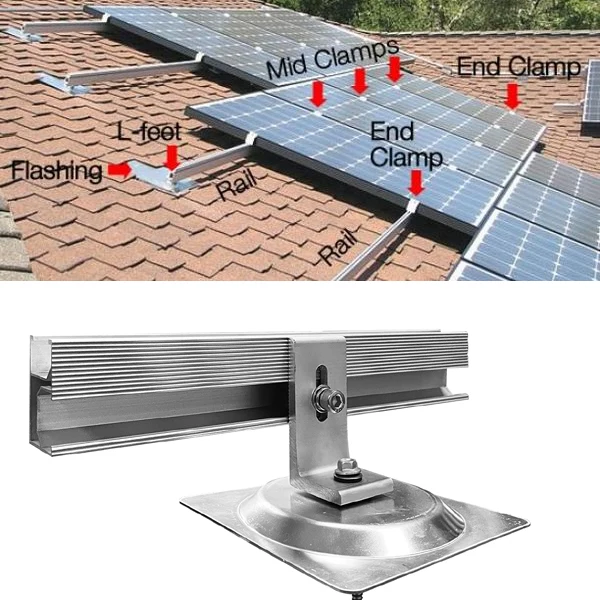 137x137mm asphalt shingle roof tile roof hook flashing solar panels mounting system