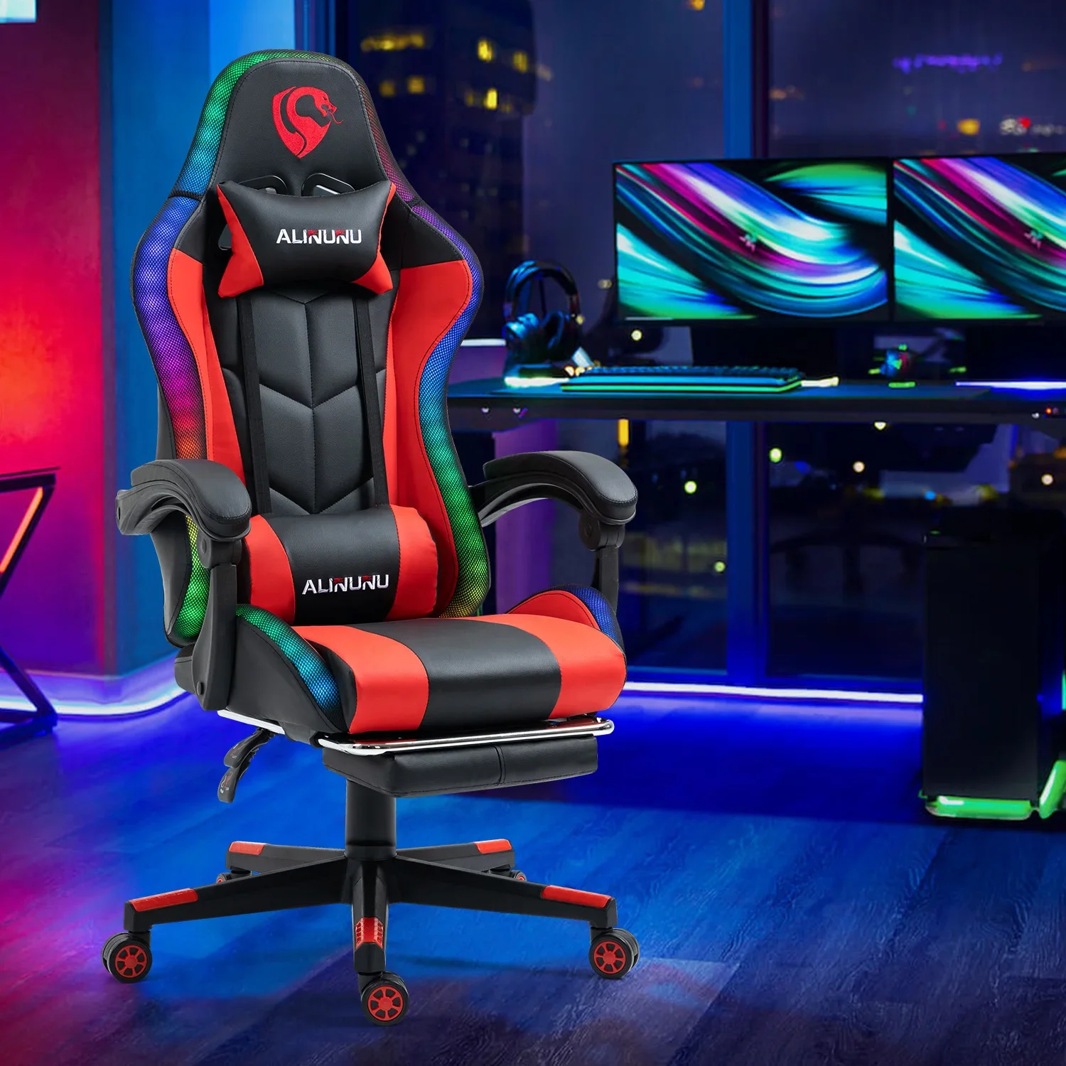 pink recliner gaming chair with heating and massage 4D electric massage office chair