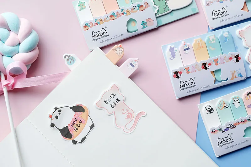 Nekoni Hot Sale Sticky Notes Pad Memo Pad Animal Self-Stick Note Pads Paper Index Bookmark Cute Kawaii Memo Note
