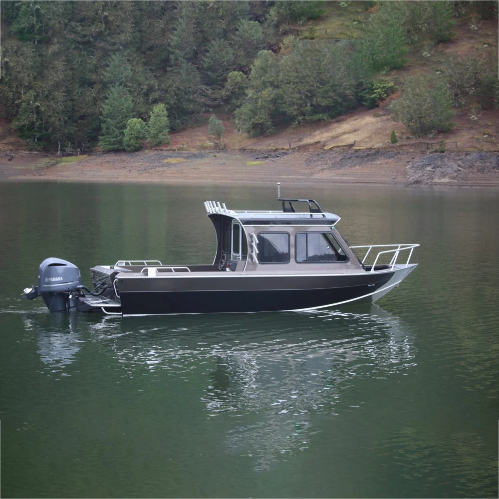 
25ft Elaborate welded aluminum fishing cabin house landing craft sailing speed boat for sale 