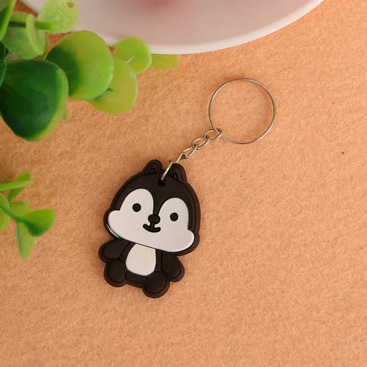 Factory direct price silicone key ring accessories multiple design in stock pvc keychain with custom packing card