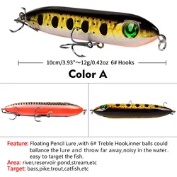 Multiple Color Rattle Sound Louder Super Spook Fishing Pencil Lure