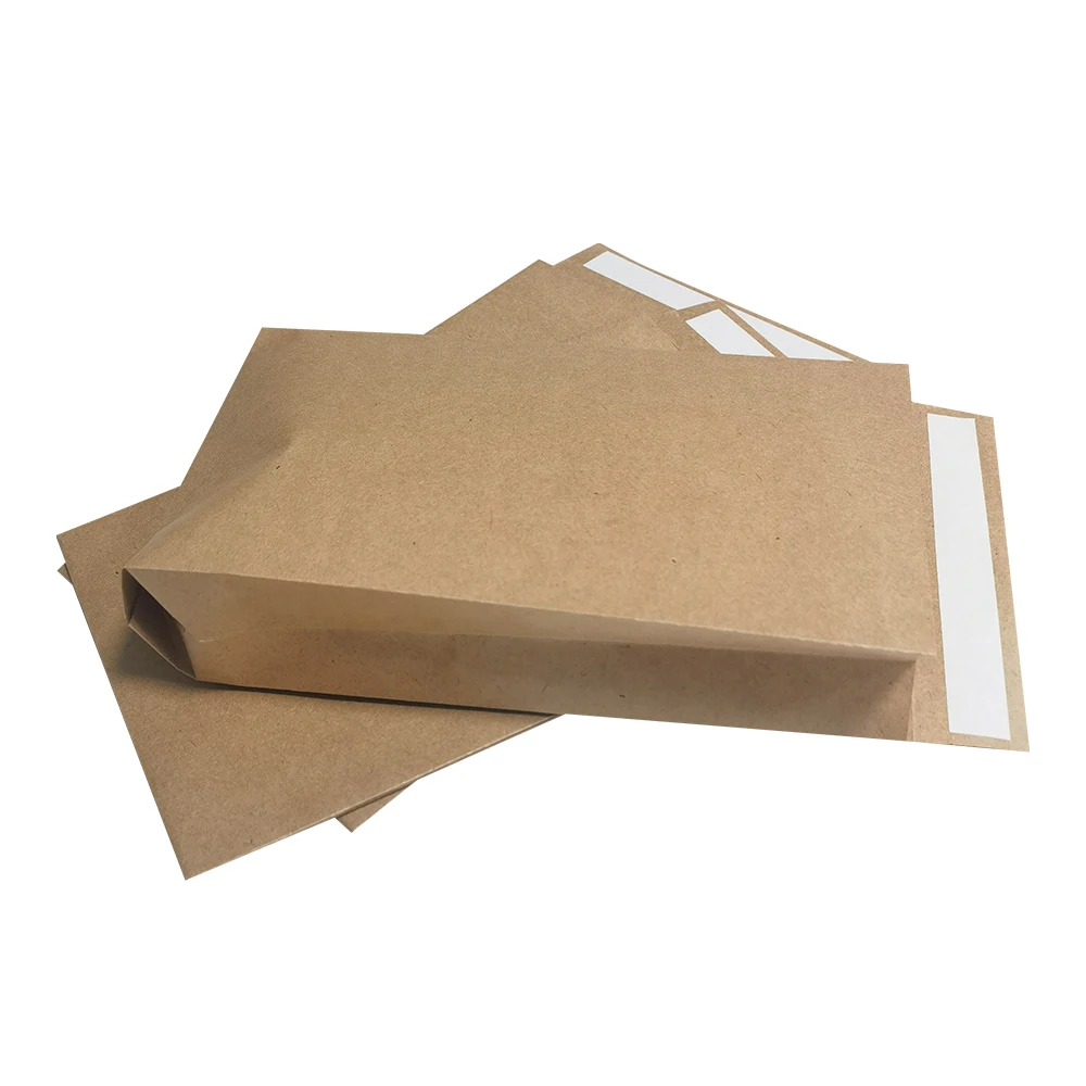 Customized Kraft Paper Mailer Bag Kraft paper mailing cardboard adhesive bags side gusset