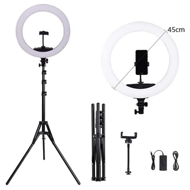 Made in China Factory 18 inch makeup ringlight bi-color large photography led ring light lamp with tripod stand for cell phone